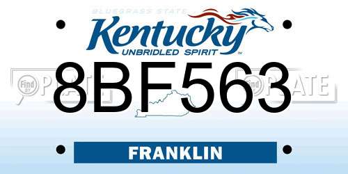 8BF563 Kentucky License Plate