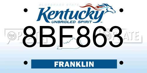 8BF863 Kentucky License Plate
