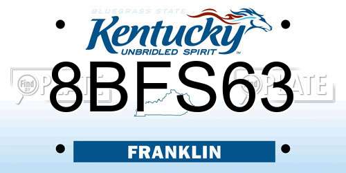 8BFS63 Kentucky License Plate