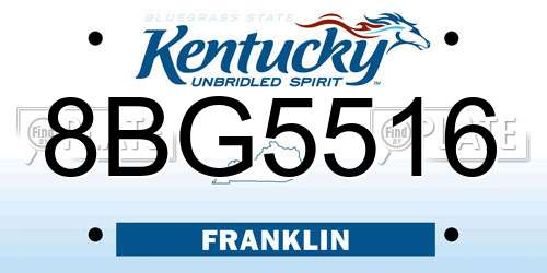 8BG5516 Kentucky License Plate