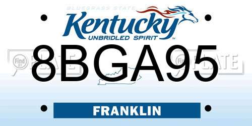 8BGA95 Kentucky License Plate