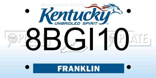8BGI10 Kentucky License Plate