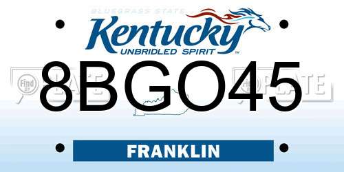 8BGO45 Kentucky License Plate