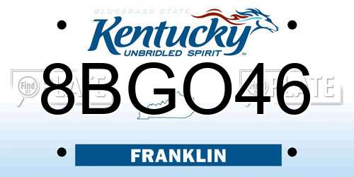 8BGO46 Kentucky License Plate