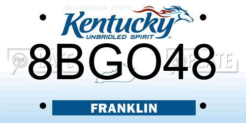 8BGO48 Kentucky License Plate