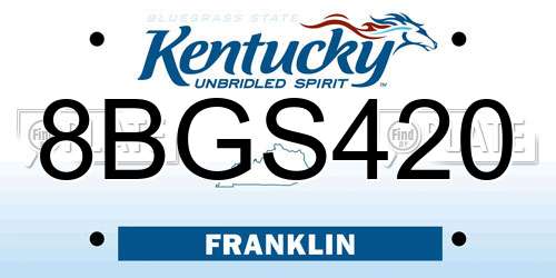 8BGS420 Kentucky License Plate