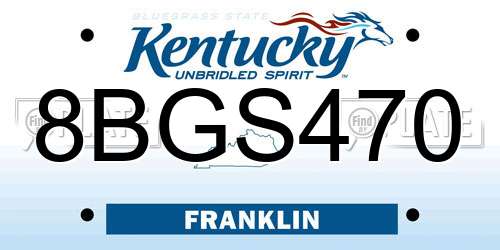 8BGS470 Kentucky License Plate