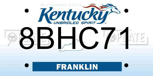 8BHC71 Kentucky License Plate