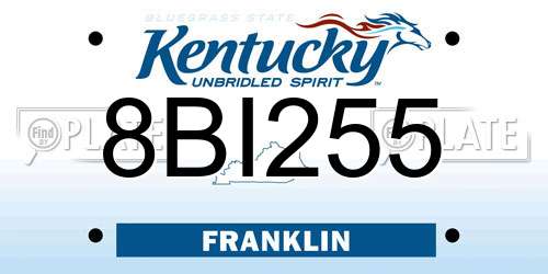 8BI255 Kentucky License Plate