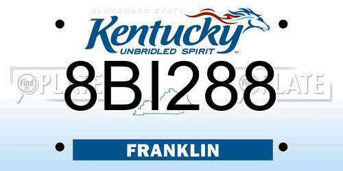 8BI288 Kentucky License Plate