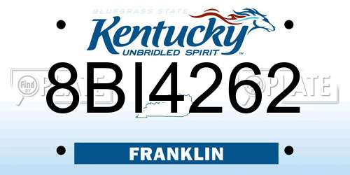 8BI4262 Kentucky License Plate