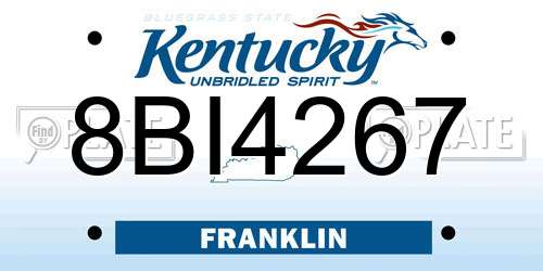8BI4267 Kentucky License Plate