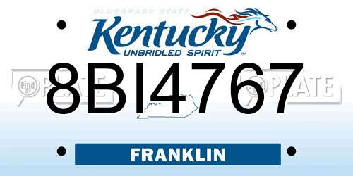 8BI4767 Kentucky License Plate