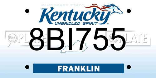 8BI755 Kentucky License Plate