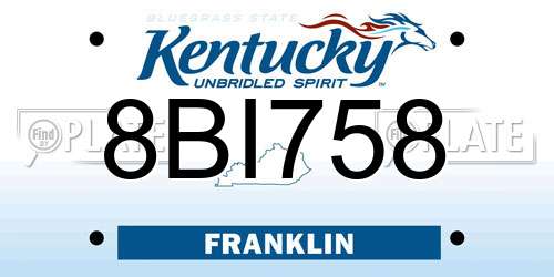 8BI758 Kentucky License Plate