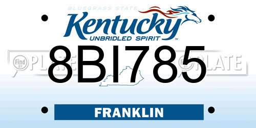 8BI785 Kentucky License Plate
