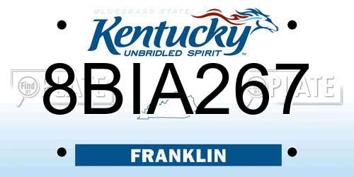8BIA267 Kentucky License Plate