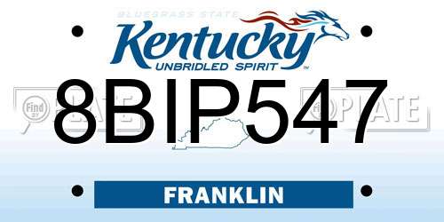 8BIP547 Kentucky License Plate