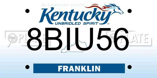 8BIU56 Kentucky License Plate
