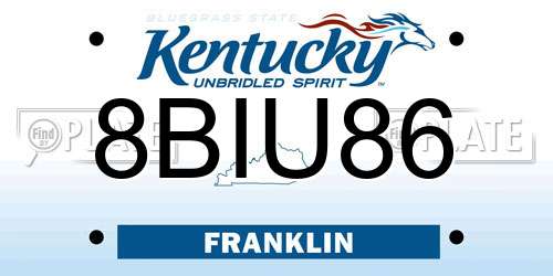 8BIU86 Kentucky License Plate