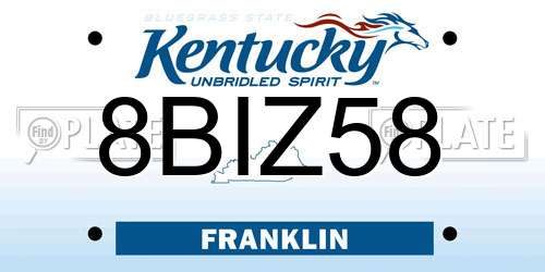 8BIZ58 Kentucky License Plate