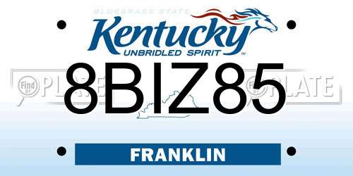 8BIZ85 Kentucky License Plate