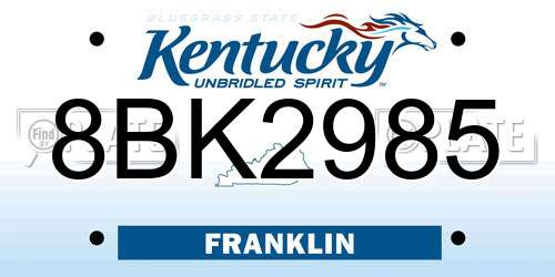 8BK2985 Kentucky License Plate