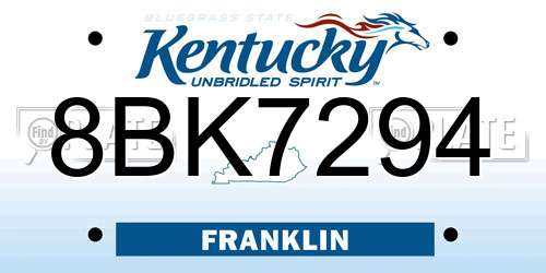 8BK7294 Kentucky License Plate