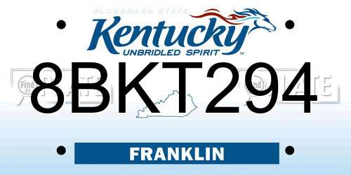 8BKT294 Kentucky License Plate