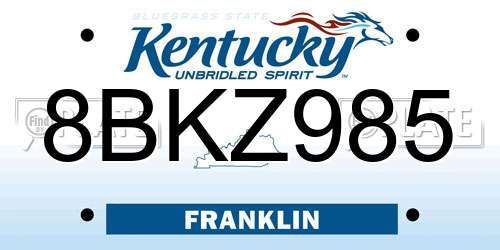 8BKZ985 Kentucky License Plate