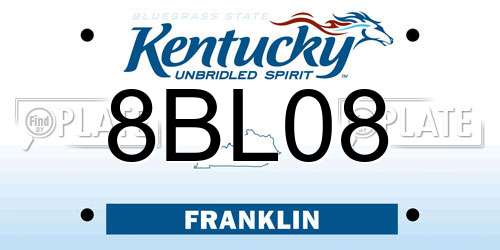 8BL08 Kentucky License Plate