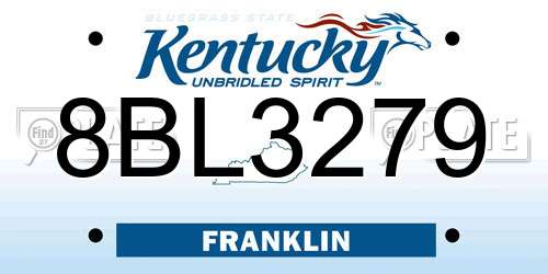 8BL3279 Kentucky License Plate