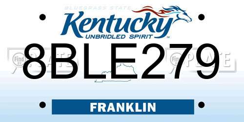 8BLE279 Kentucky License Plate