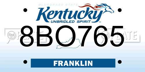 8BO765 Kentucky License Plate