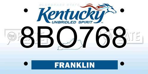 8BO768 Kentucky License Plate