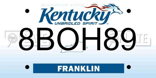8BOH89 Kentucky License Plate