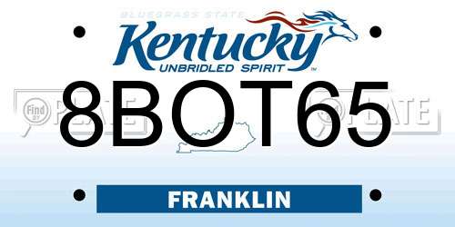 8BOT65 Kentucky License Plate