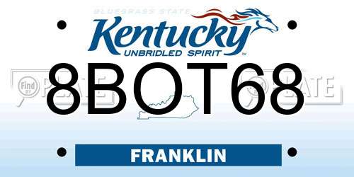 8BOT68 Kentucky License Plate