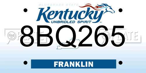 8BQ265 Kentucky License Plate