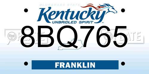 8BQ765 Kentucky License Plate