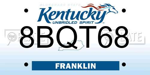 8BQT68 Kentucky License Plate