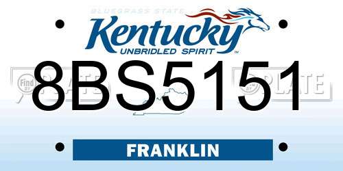 8BS5151 Kentucky License Plate