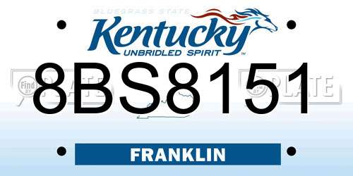 8BS8151 Kentucky License Plate