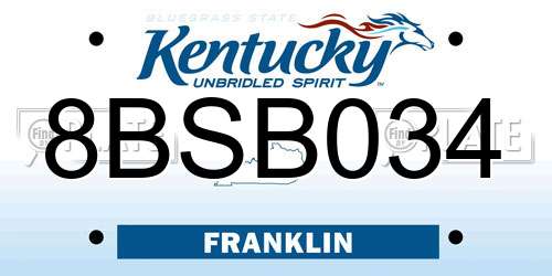 8BSB034 Kentucky License Plate
