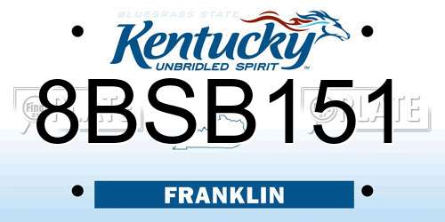 8BSB151 Kentucky License Plate