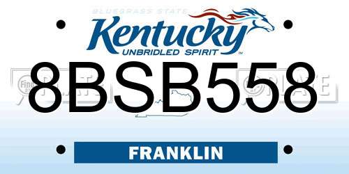 8BSB558 Kentucky License Plate