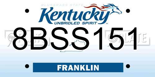 8BSS151 Kentucky License Plate