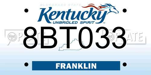 8BT033 Kentucky License Plate