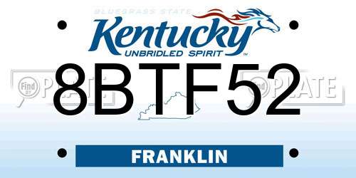 8BTF52 Kentucky License Plate
