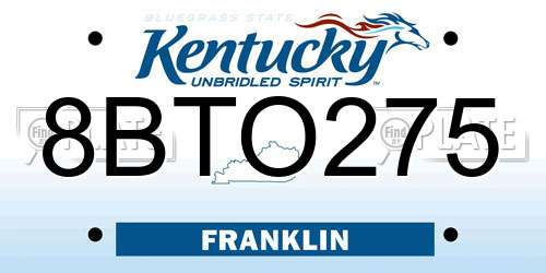 8BTO275 Kentucky License Plate